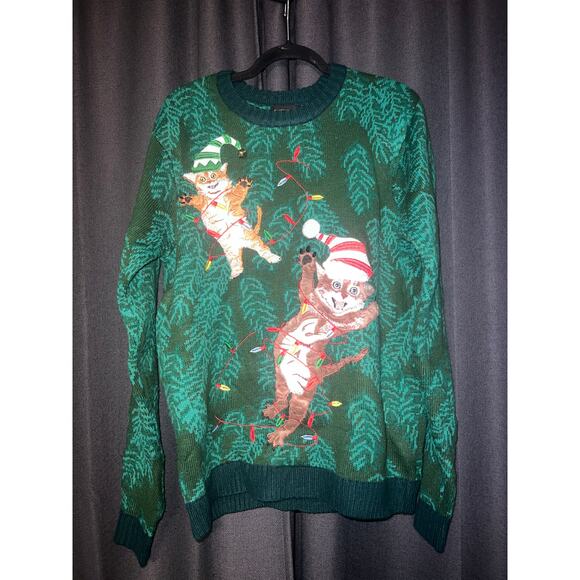 Ugly Christmas Sweater Xmas Size Large Cat - Picture 1 of 3